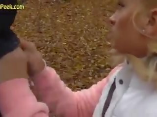 Cutest Teen Blonde Ever Public POV in Forest: Free adult film c9