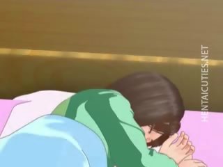 Roztomilý 3d anime kotě mít a mokrý sen